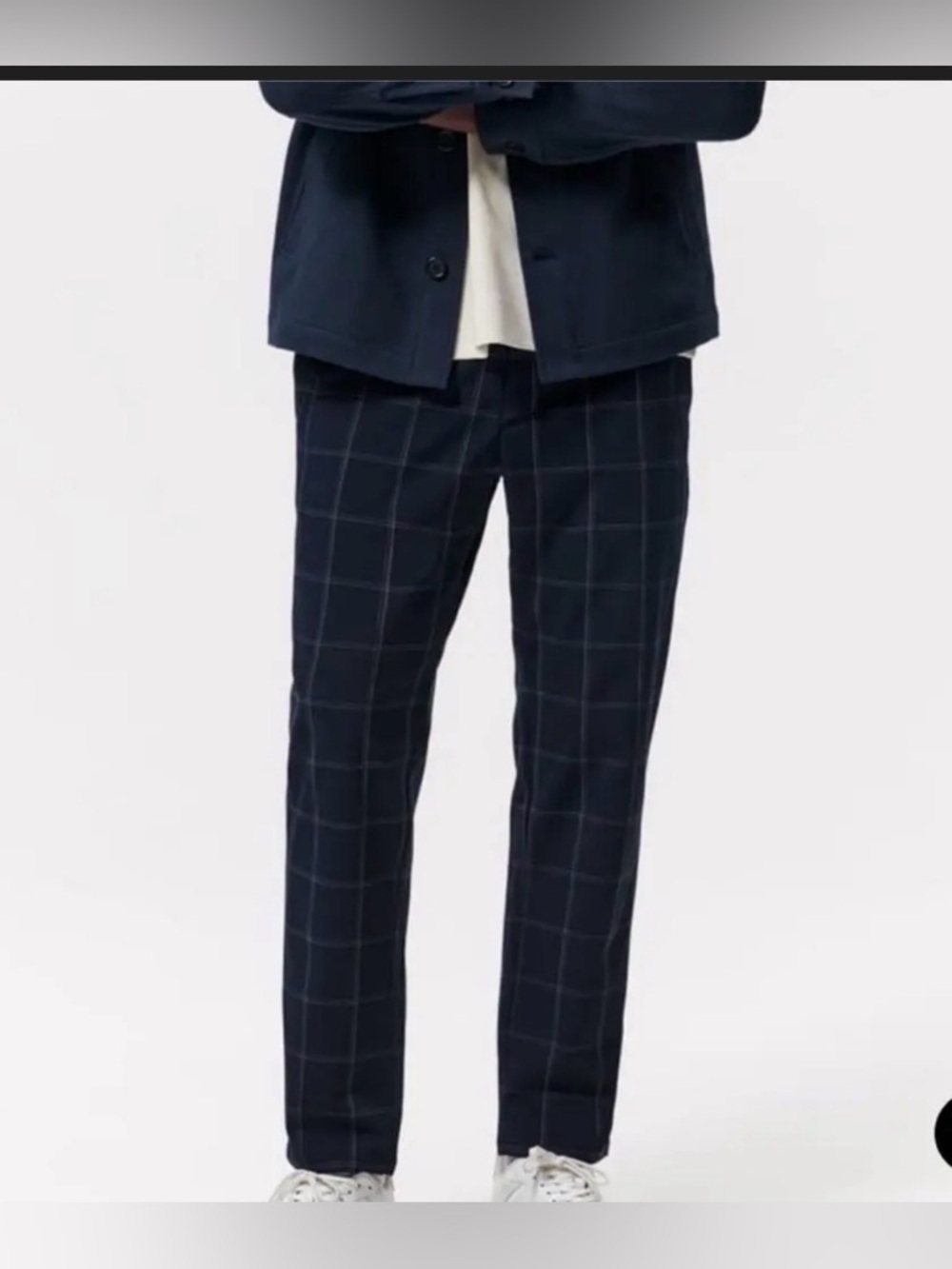 Zara Man The Driver Slim Stretch Navy Plaid Pants , Large